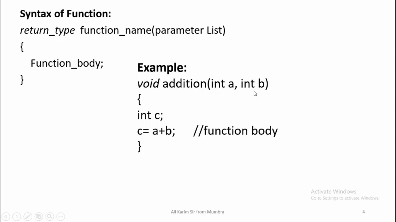 Chp5 Function v2 | Topic: Function Syntax and Example - YouTube