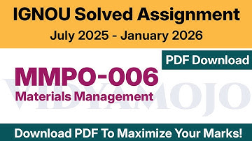 IGNOU MMPO 006 Solved Assignment 2025-26 PDF Download | IGNOU MBA