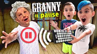 Pause Challenge on GRANNY IN REAL LIFE! Can We Escape In One Day Using The Pause Remote?