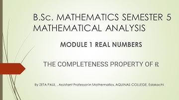 S5 ANALYSIS Module 1 Section 2.3.3 Lemma : Supremum