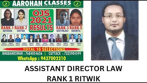 RANK 1 ASSISTANT DIRECTOR LAW-RITWIK SASMAL-AAROHAN CLASSES-7684054656