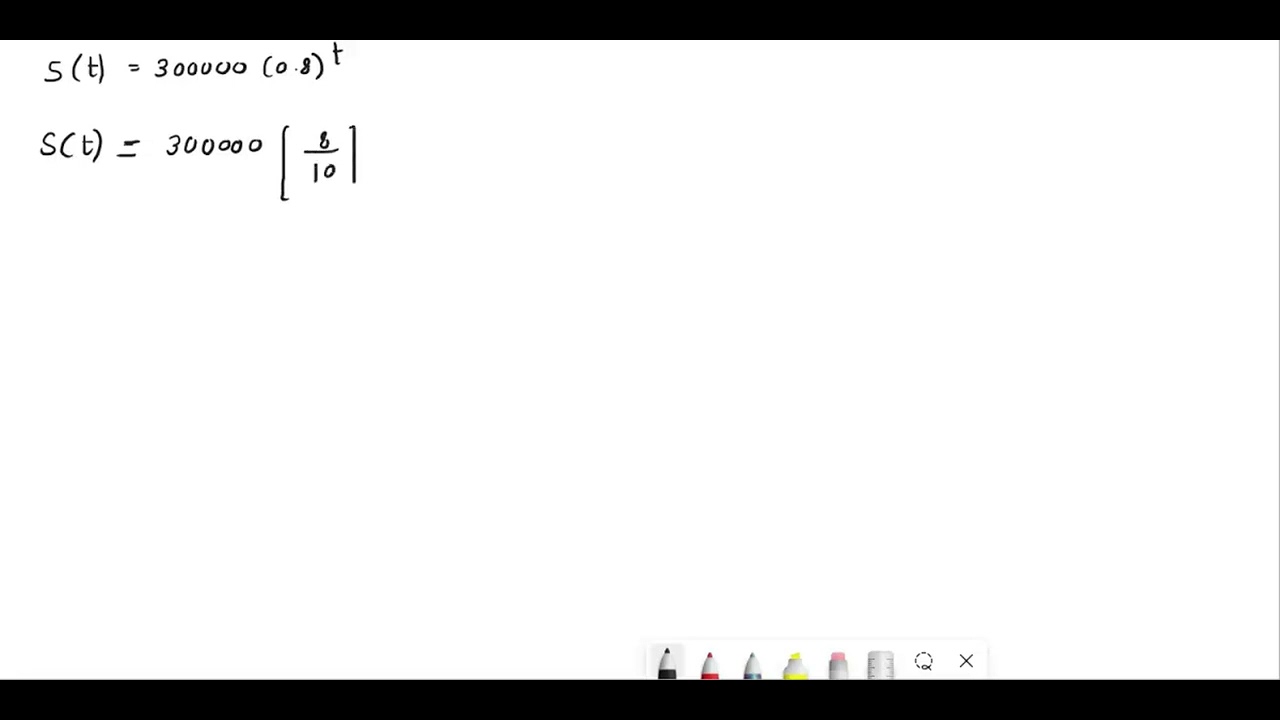 The salvage value (dollars) of a company jet after years is estimated to be given by the formula be…