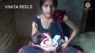 indian lady breast feeding baby milk video