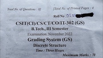 B.TECH | DISCRETE STRUCTURE |  RGPV | QUESTION PAPER| 2022 | 3RD SEMESTER