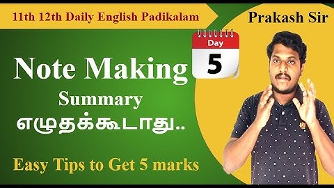 11th 12th English | Day 5| Note Making / Summary writing | Bright Academy Prakash