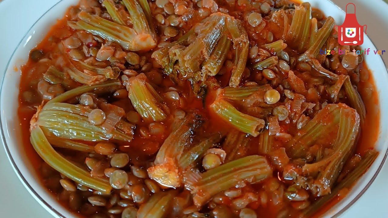 ISPANAK BAŞI yemeği. Adana, Mersin yöresi. Mercimekli ıspanak kökü zeytinyağlı tarifi????❤️????