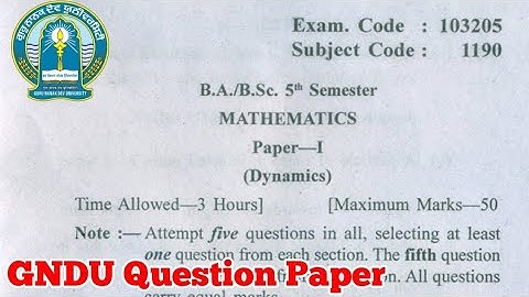 Gndu BA / Bsc 5th Semester Mathematics Question Paper || Bsc 5th Sem Mathematics Question Paper 2022