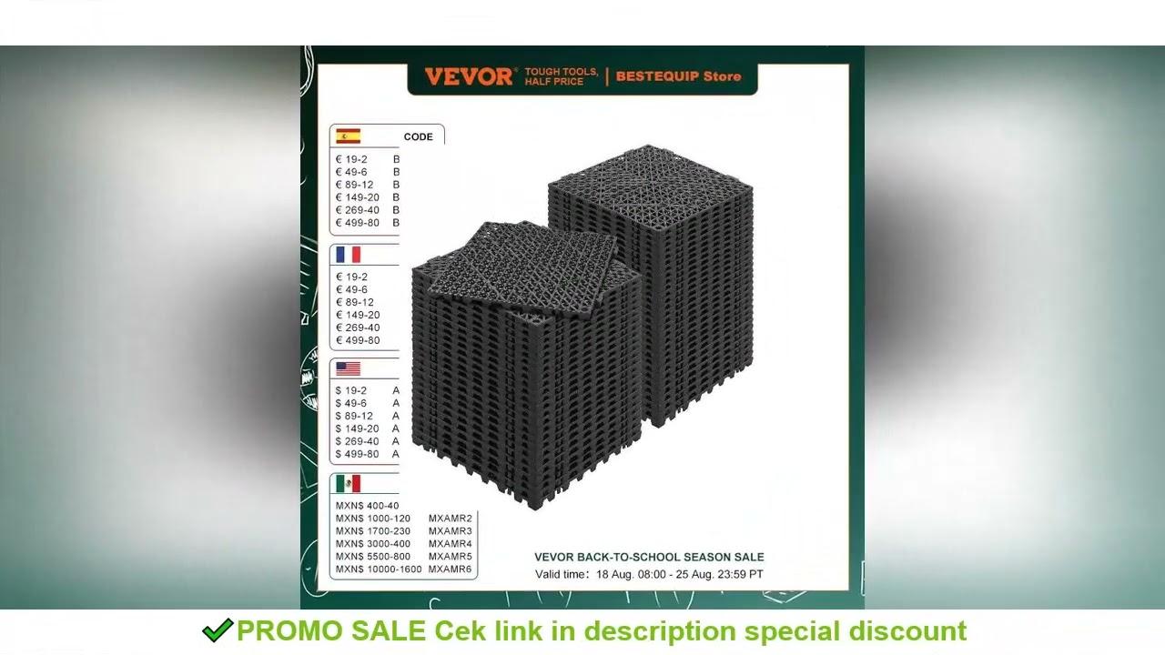 SucceBuy Interlocking Tile 12/50/55PCS 12"x12" Splicing Soft PVC Drainage Floor Tiles Non-Slip Drain