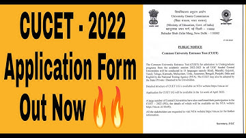 CUCET 2022 Application Form Out Now || CUET 2022 Application Date || CUCET Junction