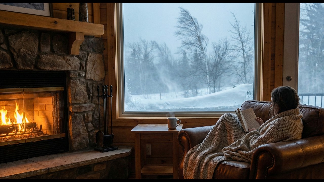 Winter Night with God 🌨️ Cozy Fireplace Against Anxiety | Peaceful Piano | Prayer Room Ambience