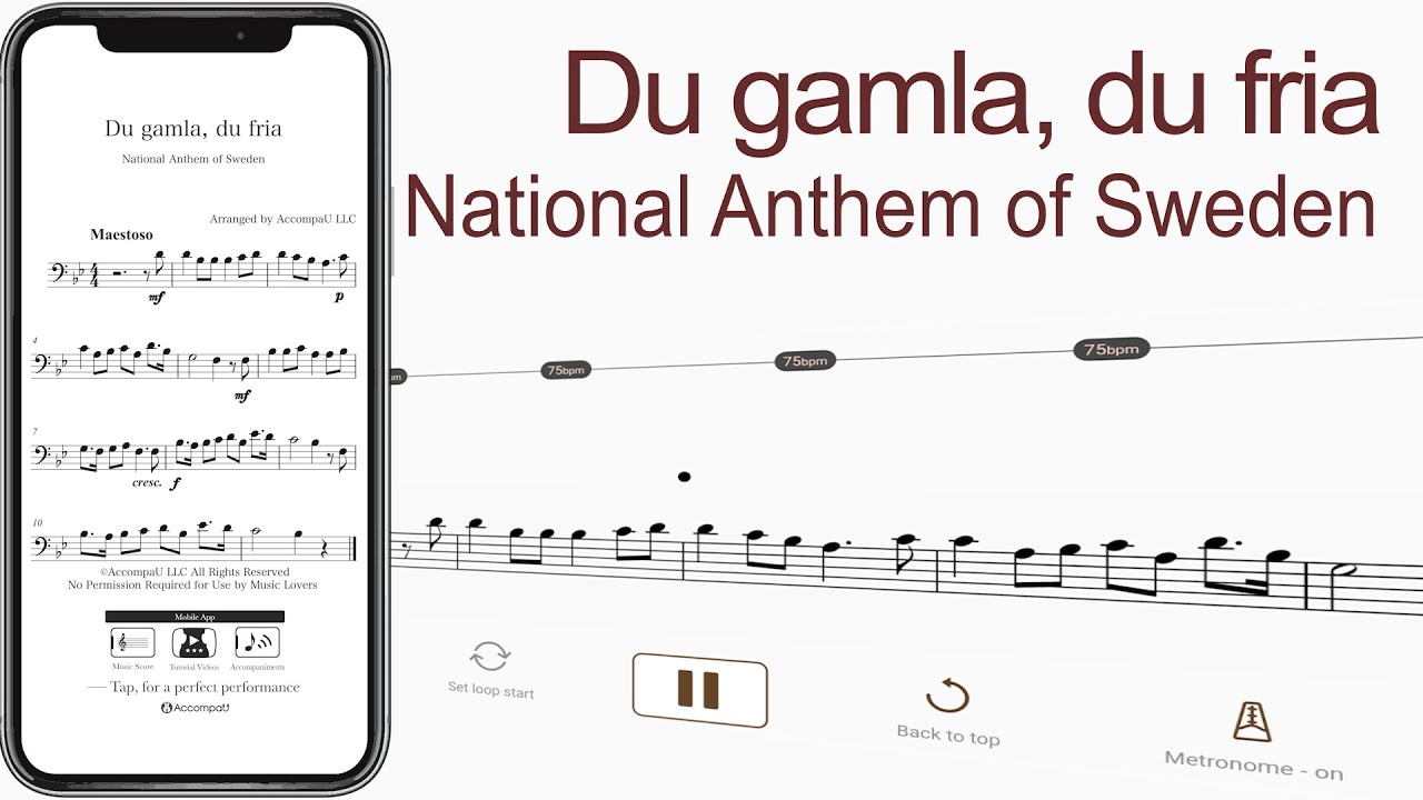 Du gamla, du fria National Anthem of Sweden【 Cello Sheet Music 】 YouTube