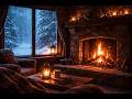 🔥 Cozy Winter Cabin Ambience ❄️ Fireplace &amp; Snow Sounds for Sleep, Relax, Study (1 Hour)