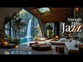 Smooth Piano Jazz With Waterfall View Living Room Nature Ambience For Work Relax 