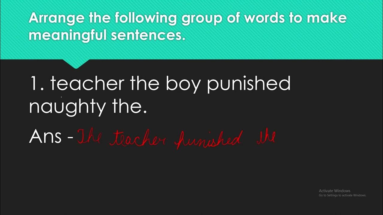 The Sentence class 4 english grammar YouTube