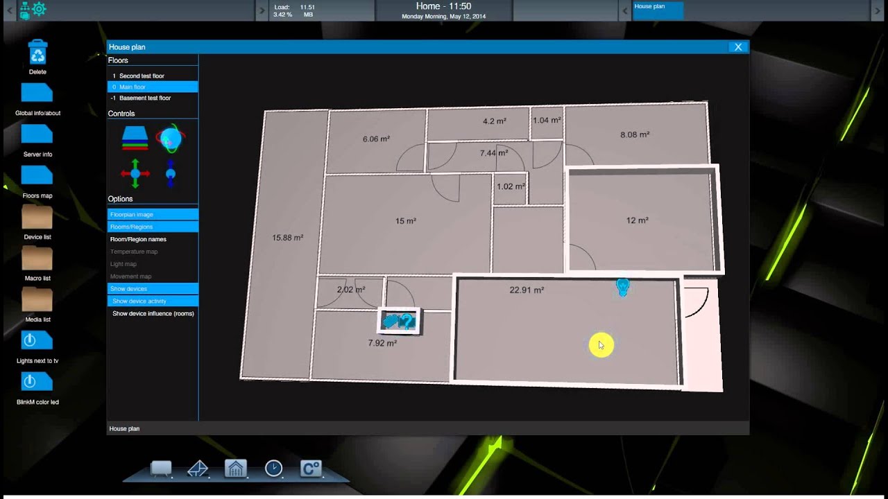 3D floor features update of JavaFX PiDome client. - YouTube