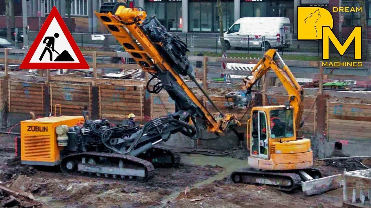 BOHRGERÄT ZÜBLIN KLEMM KR806-5F BAGGER IN BAUGRUBE 🚧 BAUSTELLE IN DER INNENSTADT