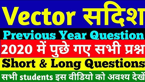 PYQs 2020 | Vector | सदिश |  Short and long Subjective Questions |  BSEB Previous Year  Solution
