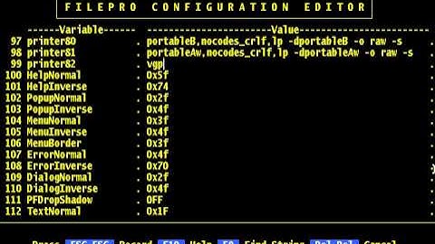 FilePro - Chapter 7 - Define Output - More on Printer Maintence