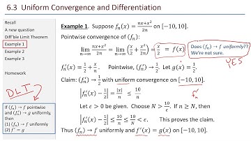 Math 441 - 6.3 Uniform Convergence and Differentiation