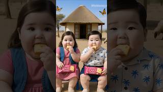 Cute Baby Eating Cake At Home