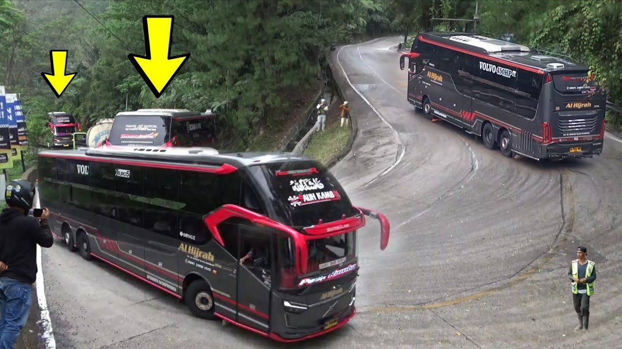 HEBOH‼️Bus Al Hijrah Konvoi 4 Unit Tronton, Artis Bus Al Hijrah Chapung Perdana Lewat Sitinjau Lauik