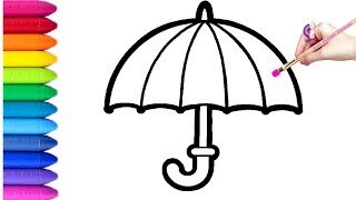 Umbrella Drawing, Painting and Coloring for Kids & Toddlers | How to Draw Umbrella