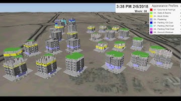 Multiple buildings project 4D construction schedule animation