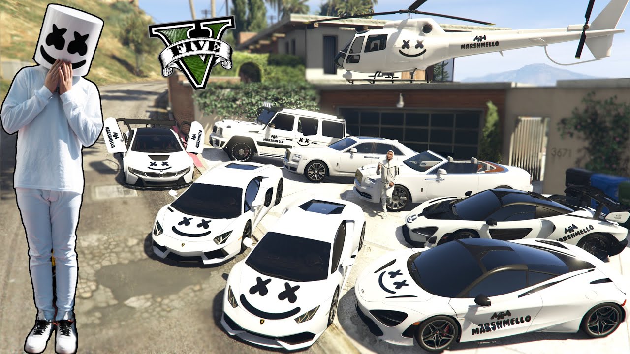 GTA 5 - Stealing Marshmello Luxury Cars With Franklin | (Real Life Cars #02)