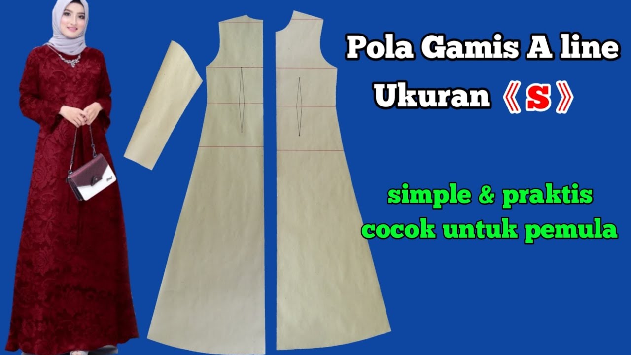 membuat pola gamis A line ukuran S // pola gamis size S