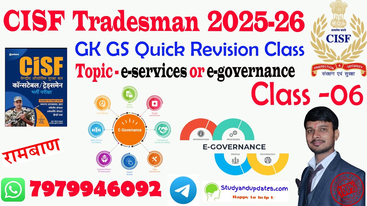 CISF Tradesman GK GS Quick Revision Class -06 , e-services or e ...