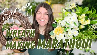 Spring wreath making MARATHON! Make 3 easy spring floral wreaths with me!