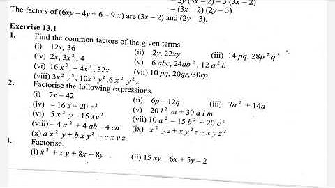 Factorisation for class 8