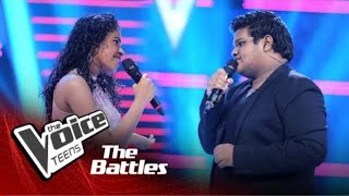 The battles : Pravindya Geesarani v Deshan Rasitha | Heenayaki mata adare | the voice teens sri lank