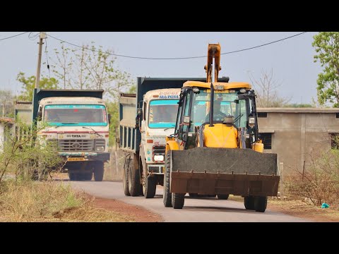 JCB 3DX Backhoe Fully Loading Mud in Truck For Making Fishing Farming Pond