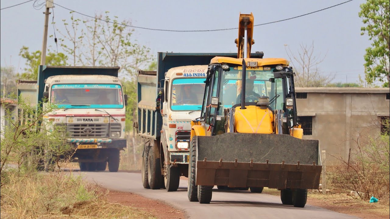 JCB 3DX Backhoe Fully Loading Mud in Truck For Making Fishing Farming Pond