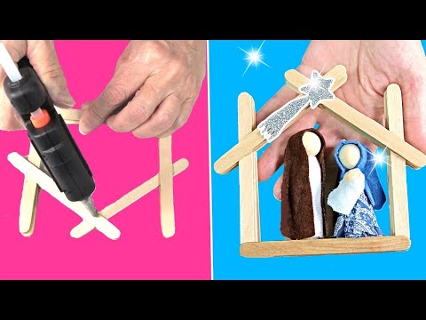 DIY Nativity scene with popsicle sticks, beautiful and very easy. #diy #Christmas