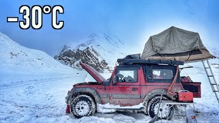 Coldest Rooftop Camping Of My Life At -30°C | Mahindra Thar Winter Spiti 2022 EP16 screenshot 4