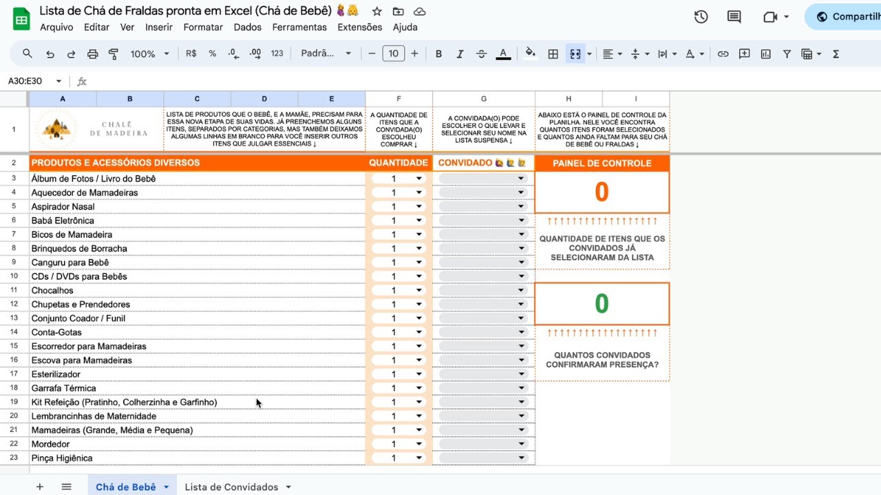 Lista de Chá de Fraldas pronta em Excel Grátis | Chá de Bebê 👼 - YouTube