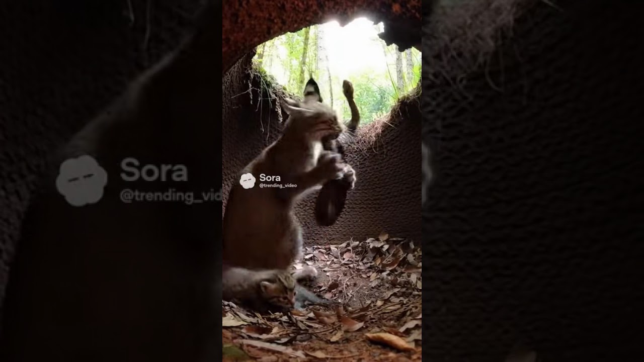 Wild Cat Protects Her Cub From a Python 🐆🐍