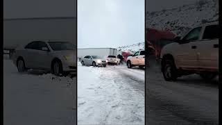 Black Ice Sparks Massive I-40 Highway Truck Pileup, Drivers React in Shock #roadsafety #automobile