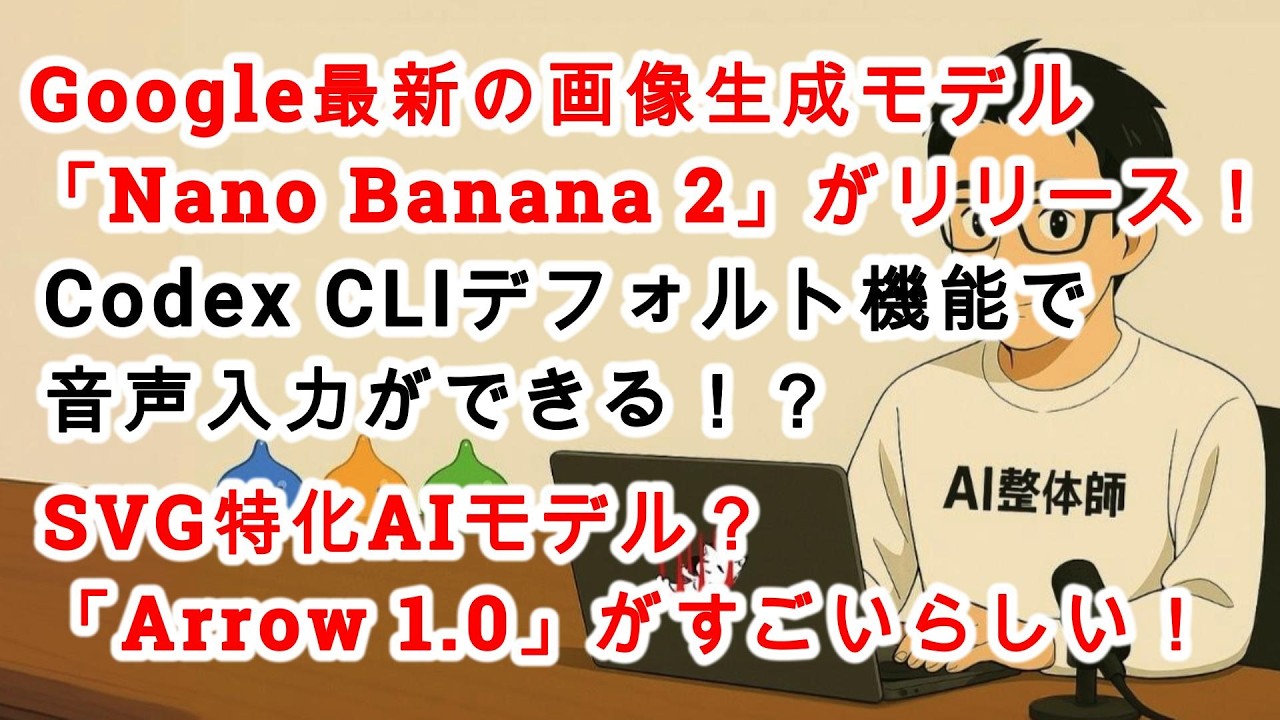 【#AIニュース No.295】Google最新の画像生成モデル「Nano Banana 2」リリース！Codex CLIデフォルト機能で音声入力ができる！？SVG特化AIモデル？