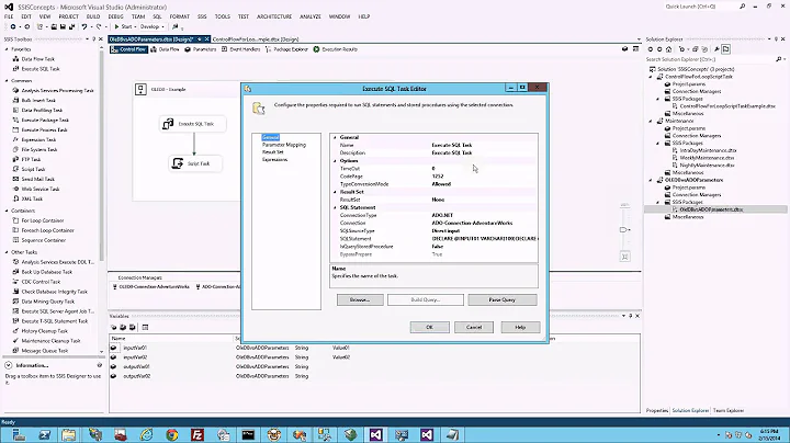 MSSQL - SSIS Understanding Input and Output Parameters OLEDB vs ADO