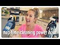 nap time cleaning routine | kitchen + bathroom power hour