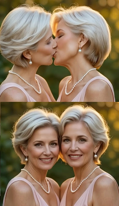 60 Plus Twins in Love #lesbian #Igbtq #kiss #ytshorts #youtubeshorts #shorts