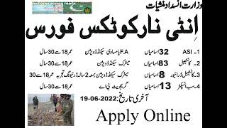 Pakistan Anti Norcotics jobs ANF 2022 Apply Online ✅