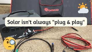 Using adapter connections and extension cables when charging power stations with Dokio solar panels