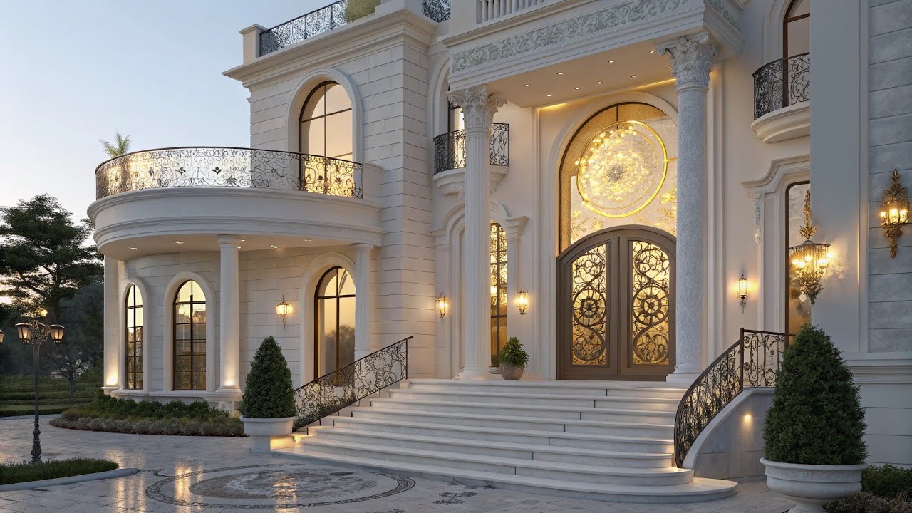 Unbelievable White Palace Mansion with Grand Staircase & Luxury Interiors