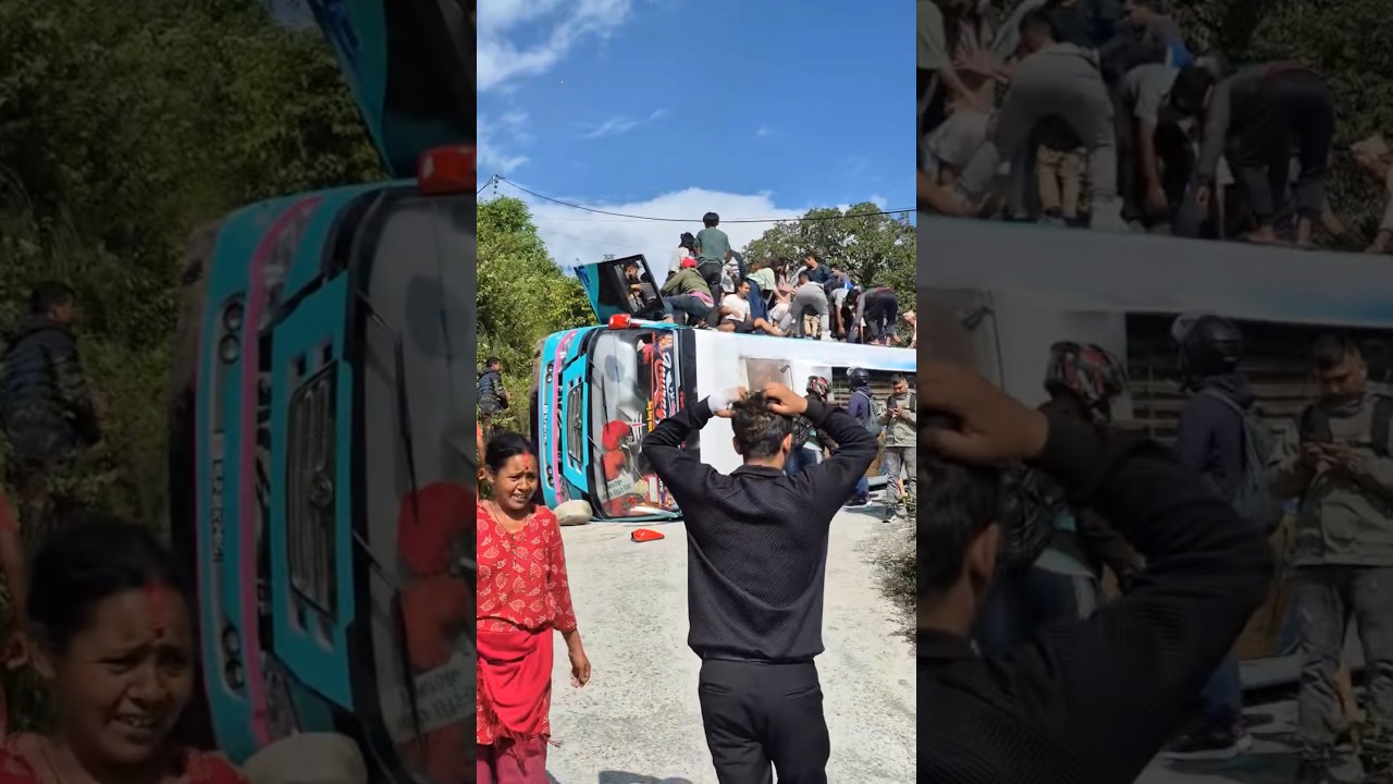 Bus accident vayo😢 #nepal #traffic #new #sad #shortvideo #accident