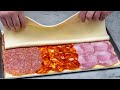 Aperitivo con masa de hojaldre y 3 tipos de salami, para impresionar a la familia