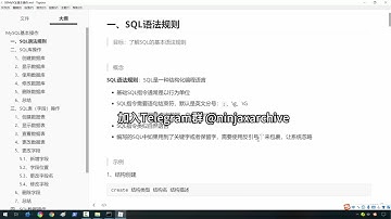 【Telegram@ninjaxarchive 】 11SQL语法规则，6天掌握Mysql基础视频  #黑客 #黑客技术 #程序员 #编程